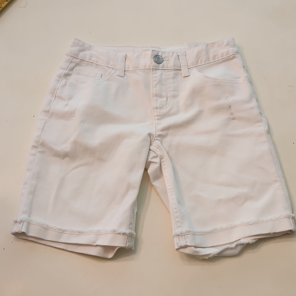 Justice girlfriend high waisted white shorts 12 with distressing new with tags